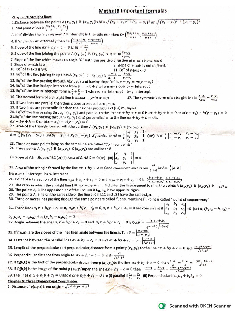 Maths 1B Formulas Sir | PDF