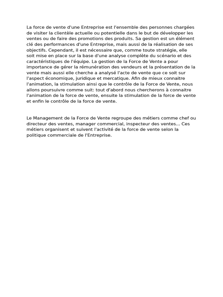 Gestion efficace de la force de vente | PDF