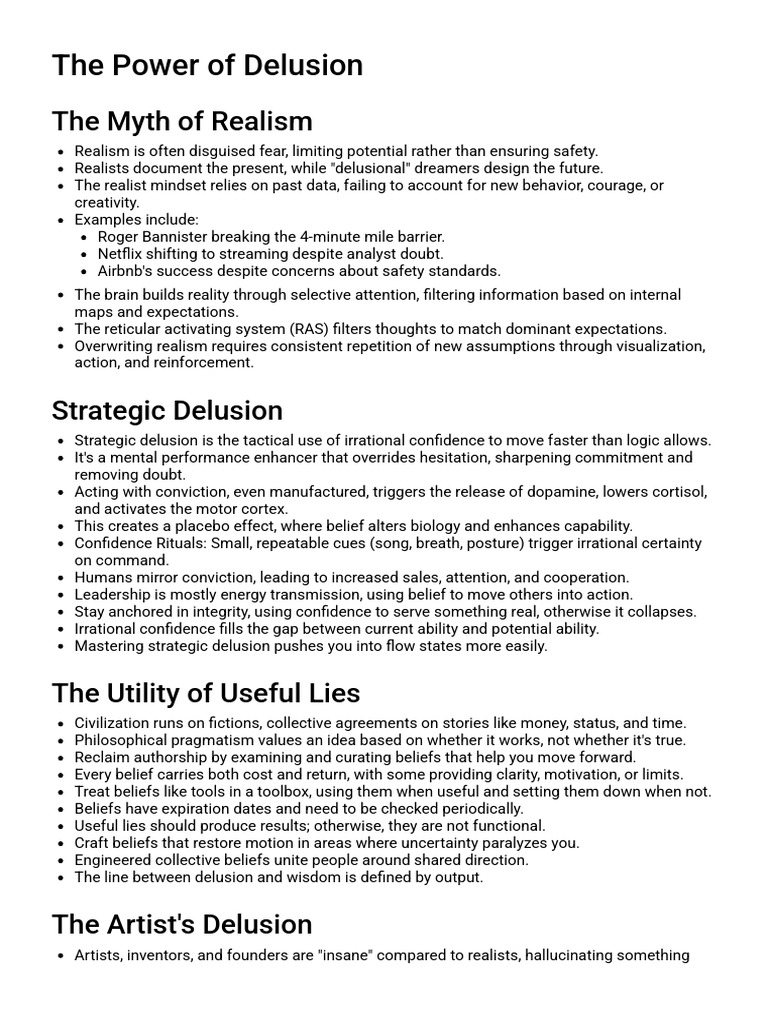 Harnessing Delusion for Success | PDF | Delusion | Mind