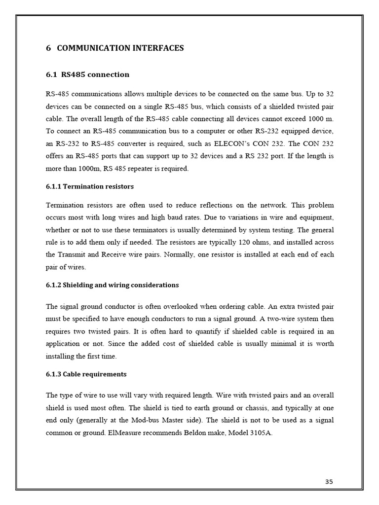RS485 Communication Interface Guide | PDF