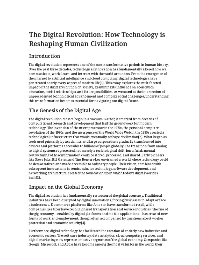 Impact of the Digital Revolution on Society | PDF | Artificial ...
