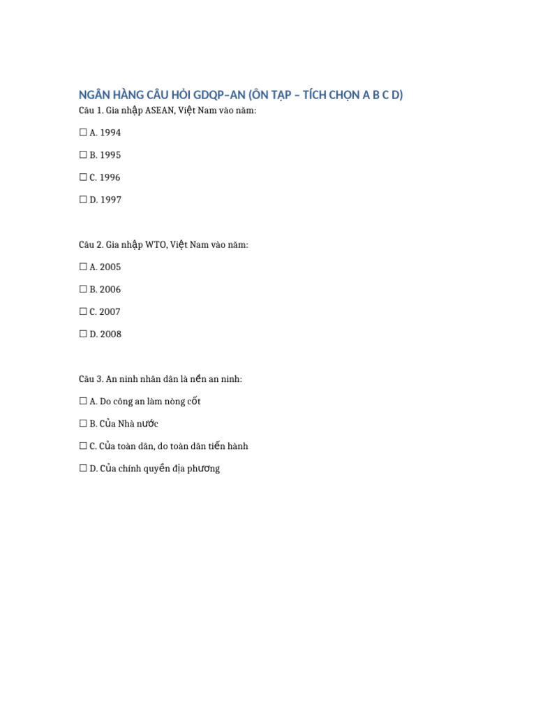 GDQP Checkbox ABCD Mau | PDF