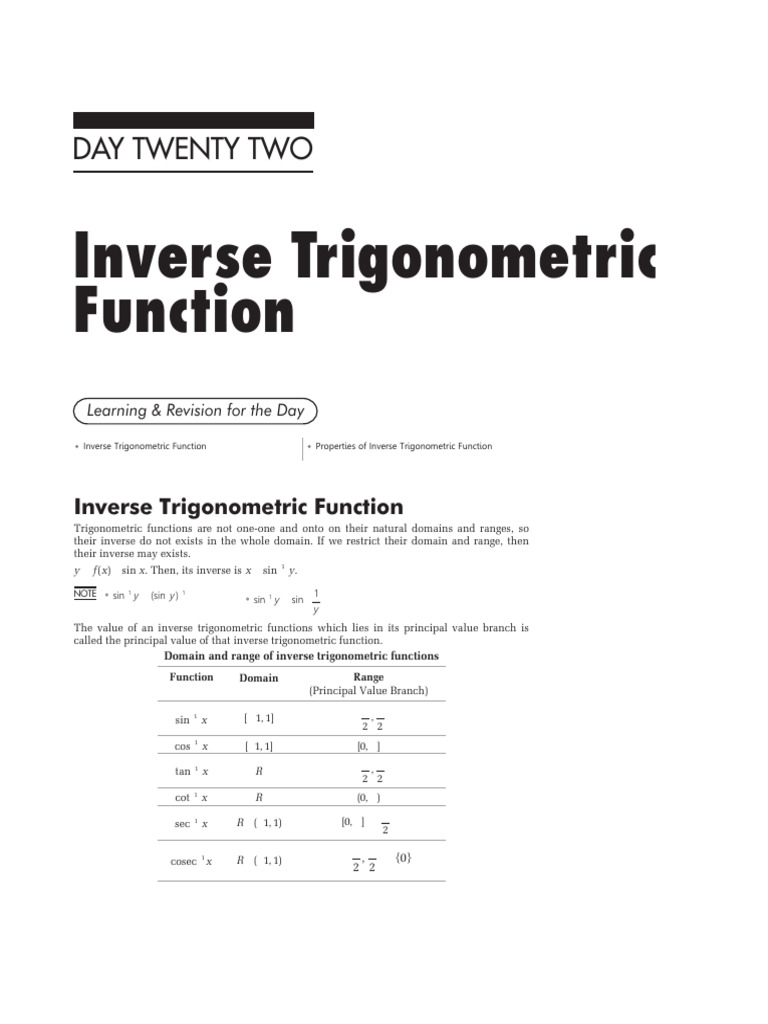 Understanding Inverse Trigonometric Functions | PDF | Function ...
