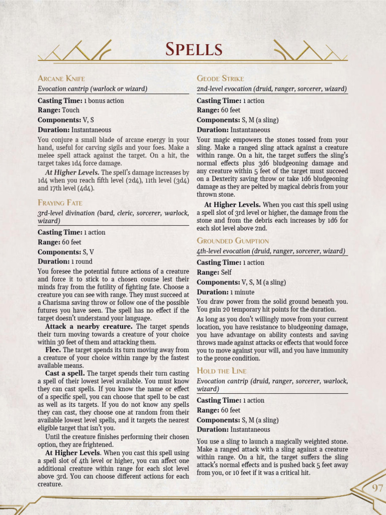 D&D Spell Descriptions and Mechanics | PDF | Dungeons & Dragons | Gary ...