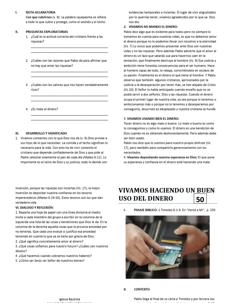 50 Vivamos Haciendo Un Buen Uso Del Dinero | PDF | Amor | Pablo el apóstol