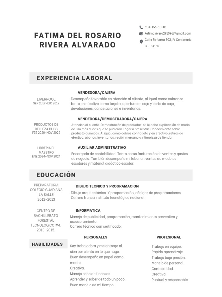 CV Fatima | PDF