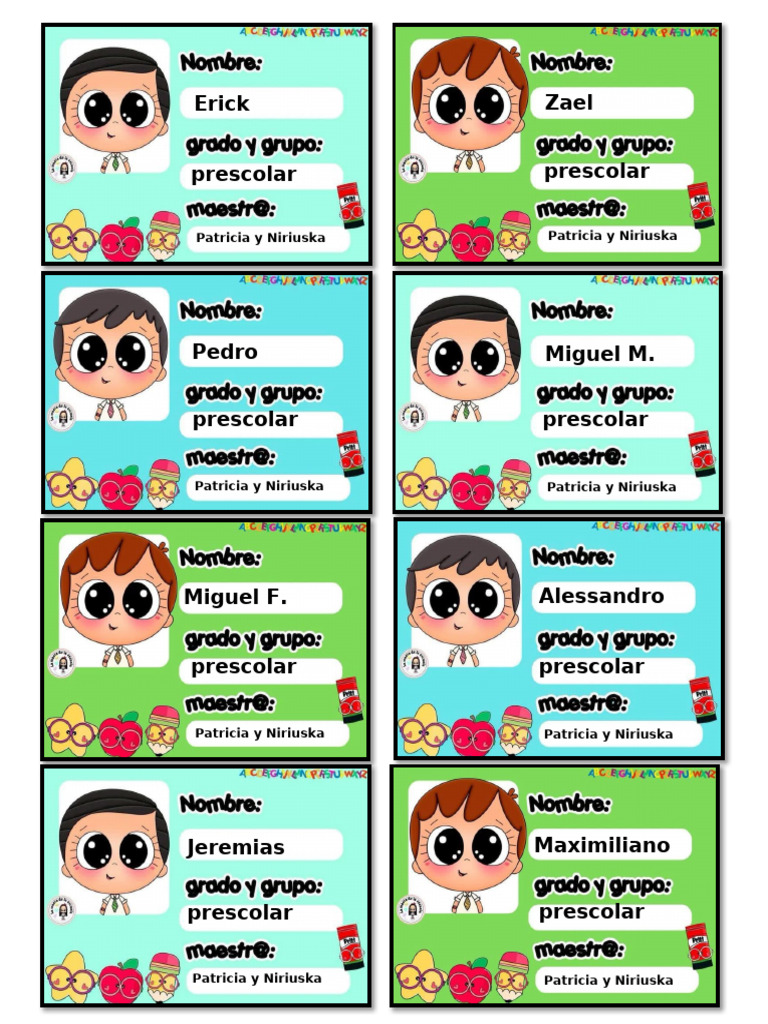 Gafetes Prescolar | PDF
