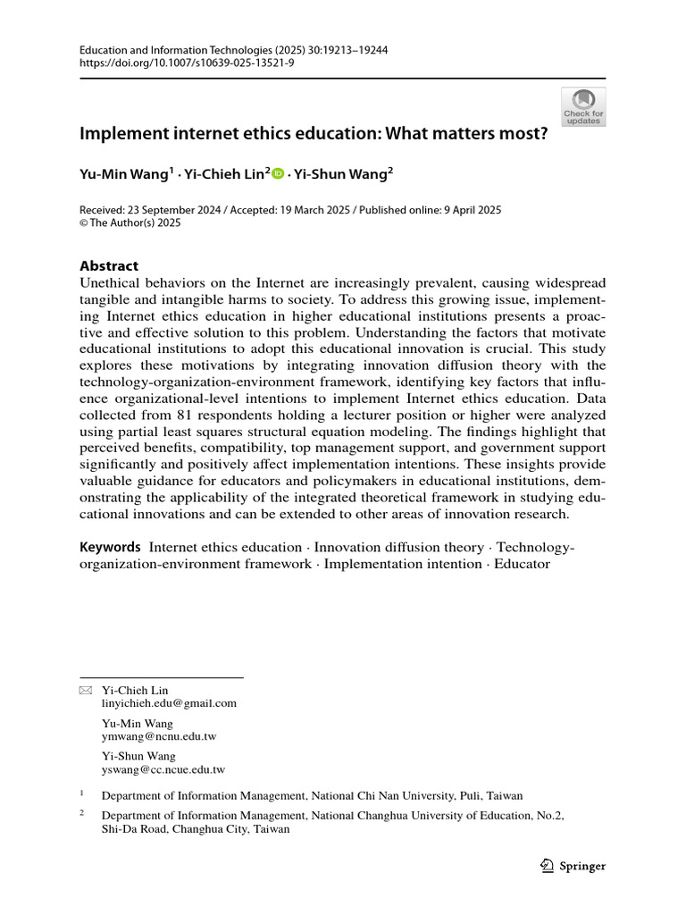 Kelompok 3 - Implement Internet Ethics Education What Matters Most ...