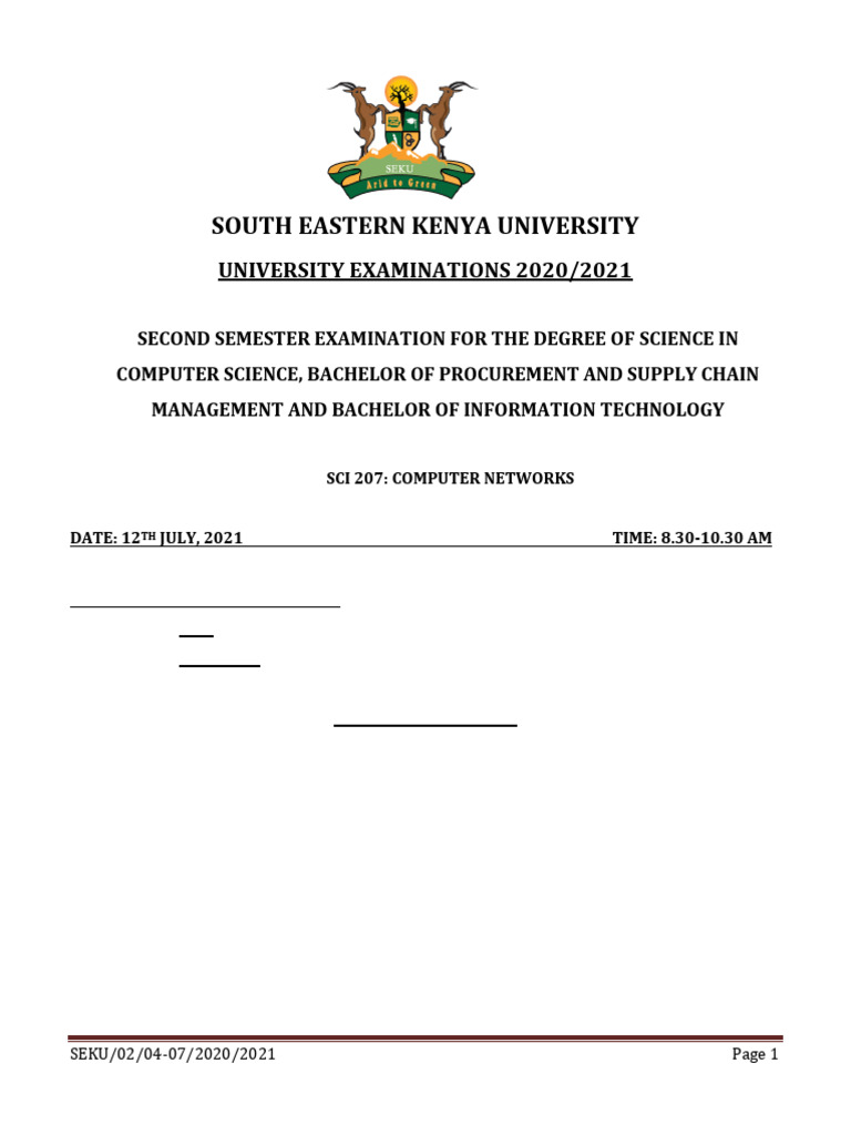 Computer Networks Exam Questions 2021 | PDF | Computer Network ...