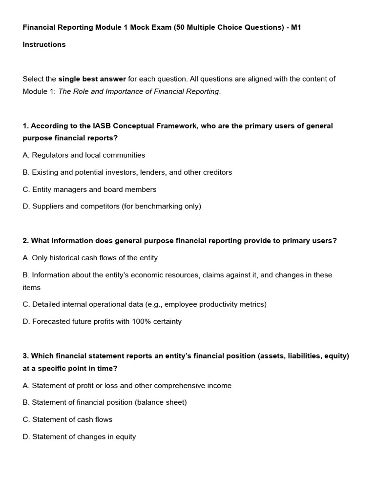 Financial Reporting Mock Exam: 50 Questions | PDF | Fair Value ...