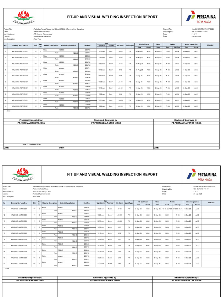 Welding Inspection Report | PDF | Welding | Construction