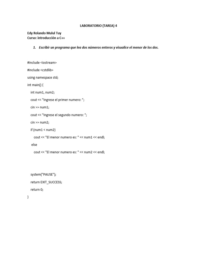 Tarea 4 C++ | PDF