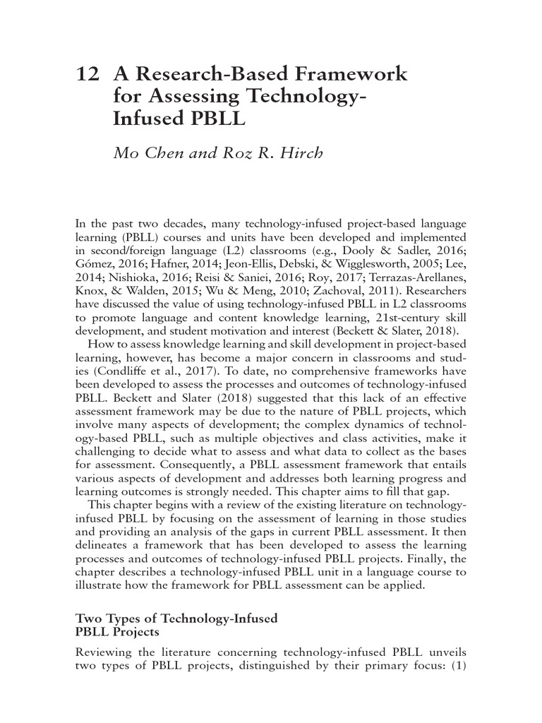 Framework for Assessing Technology-Infused PBLL | PDF | Critical ...