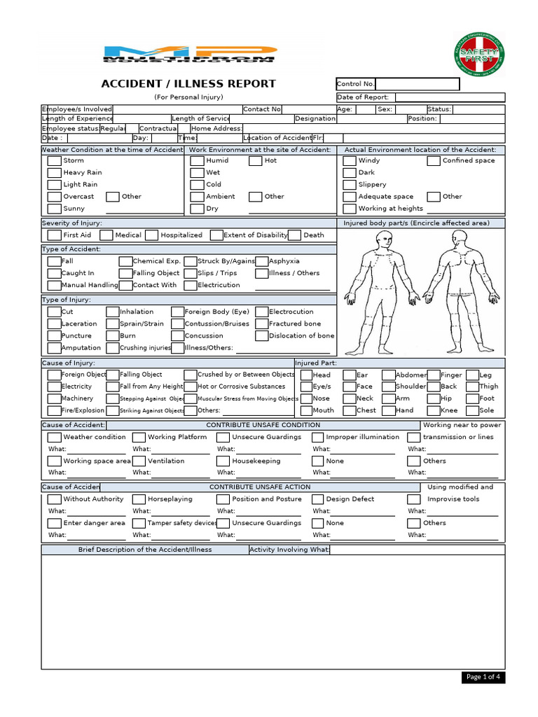 Accident and Illness Reporting Form | PDF | Safety
