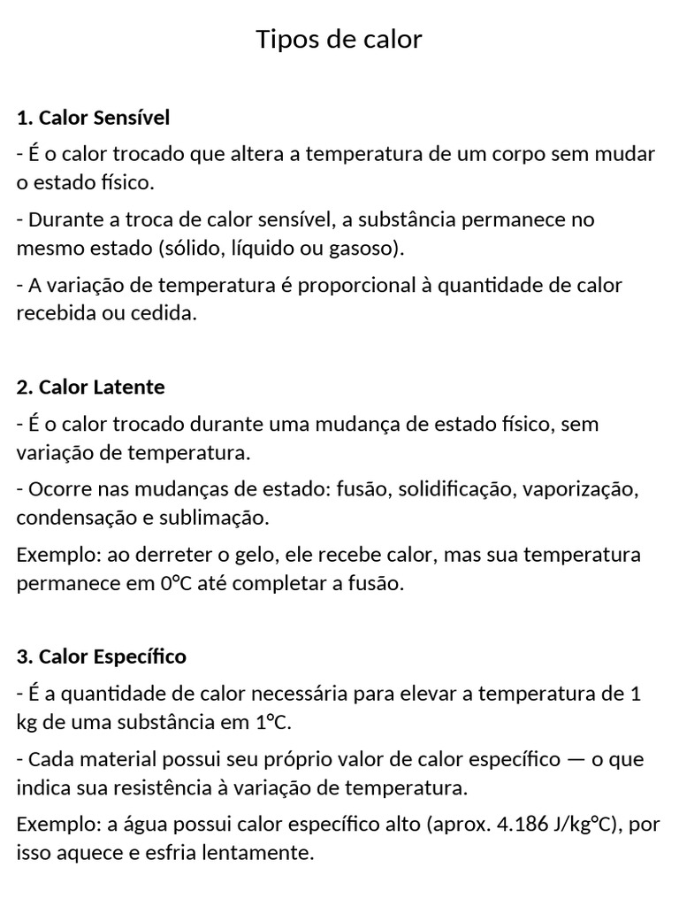 Resumo Física Calor | PDF | Calor | Temperatura