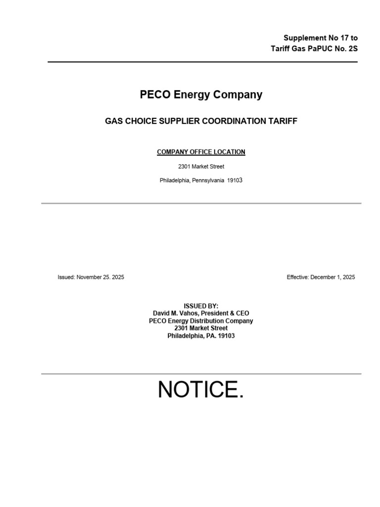 PECO Gas Choice Supplier Tariff Update | PDF | Electronic Data ...