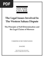 The Legal Issues Involved In The Western Sahara Dispute (NEW YORK CITY BAR ASSOCIATION)