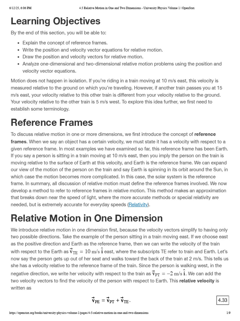 Unit-1.4-Reference Frames and Relative Motion | PDF | Velocity ...