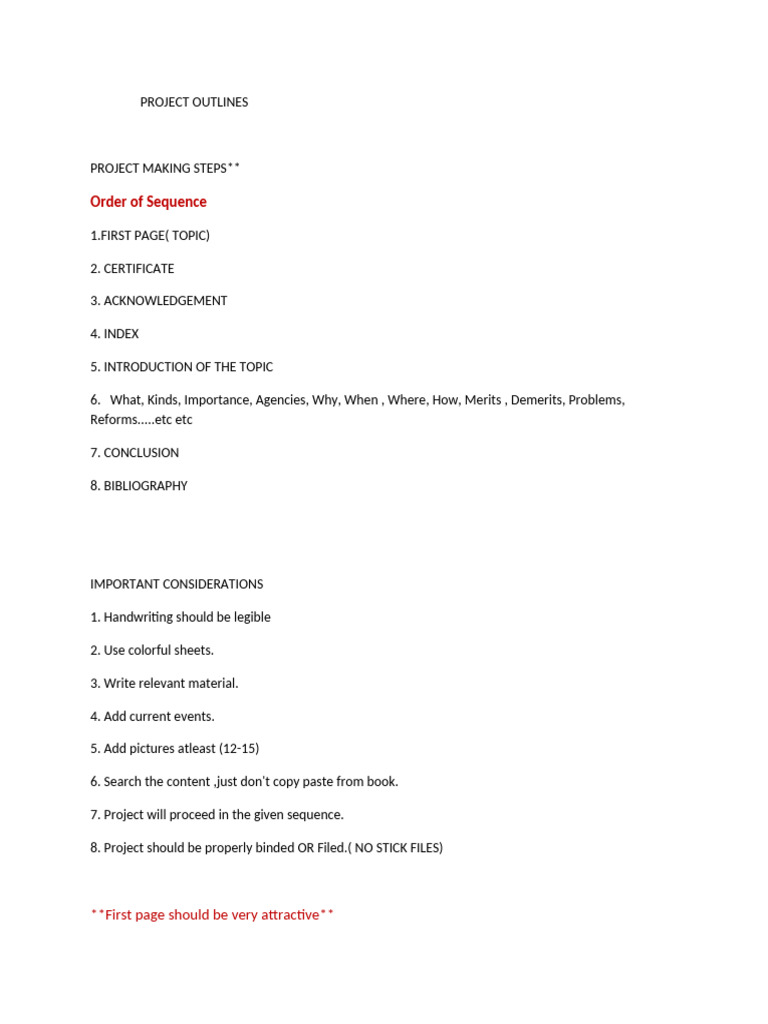 Project Outline and Submission Guidelines | PDF