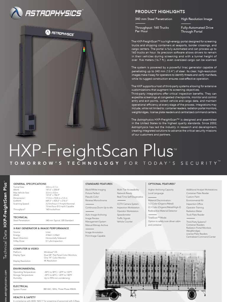 HXP-FreightScan™ Automated Truck Scanner | PDF | Computer Monitor | X Ray