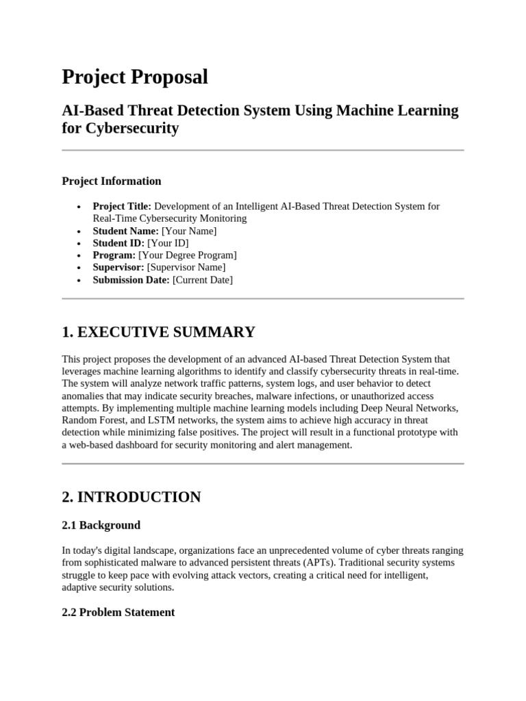 AI Threat Detection System Proposal | PDF | Computer Security | Security