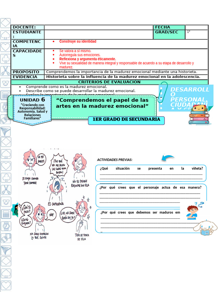 Ficha DPCC - 1ro | PDF | Las emociones | Empatía