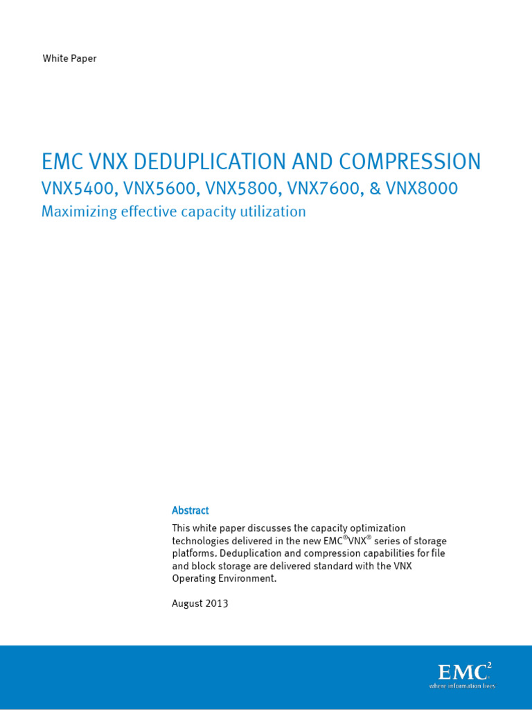 Docu48711 White Paper EMC VNX Deduplication and Compression VNX5400 ...
