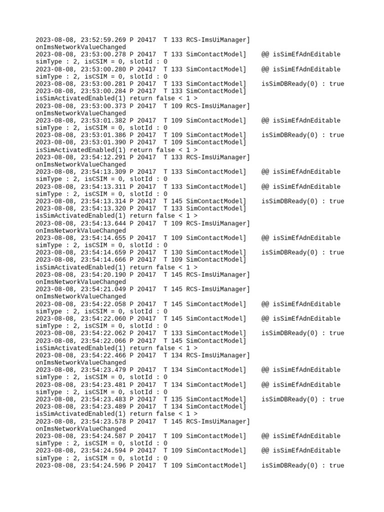 SIM Activation and Network Status Logs | PDF