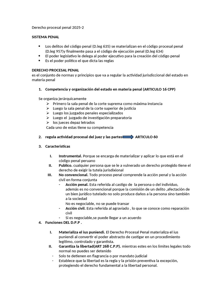 Derecho Procesal Penal 2025: Estructura y Funciones | PDF | Ley ...