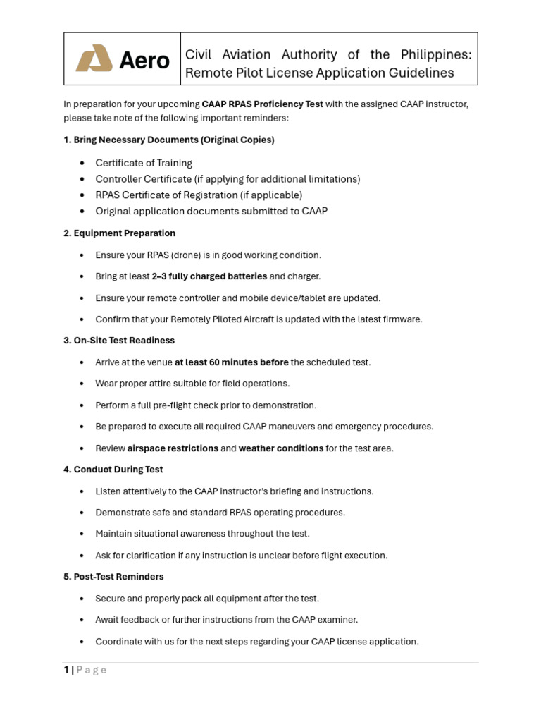 CAAP Remote Pilot License Guidelines | PDF | Unmanned Aerial Vehicle ...