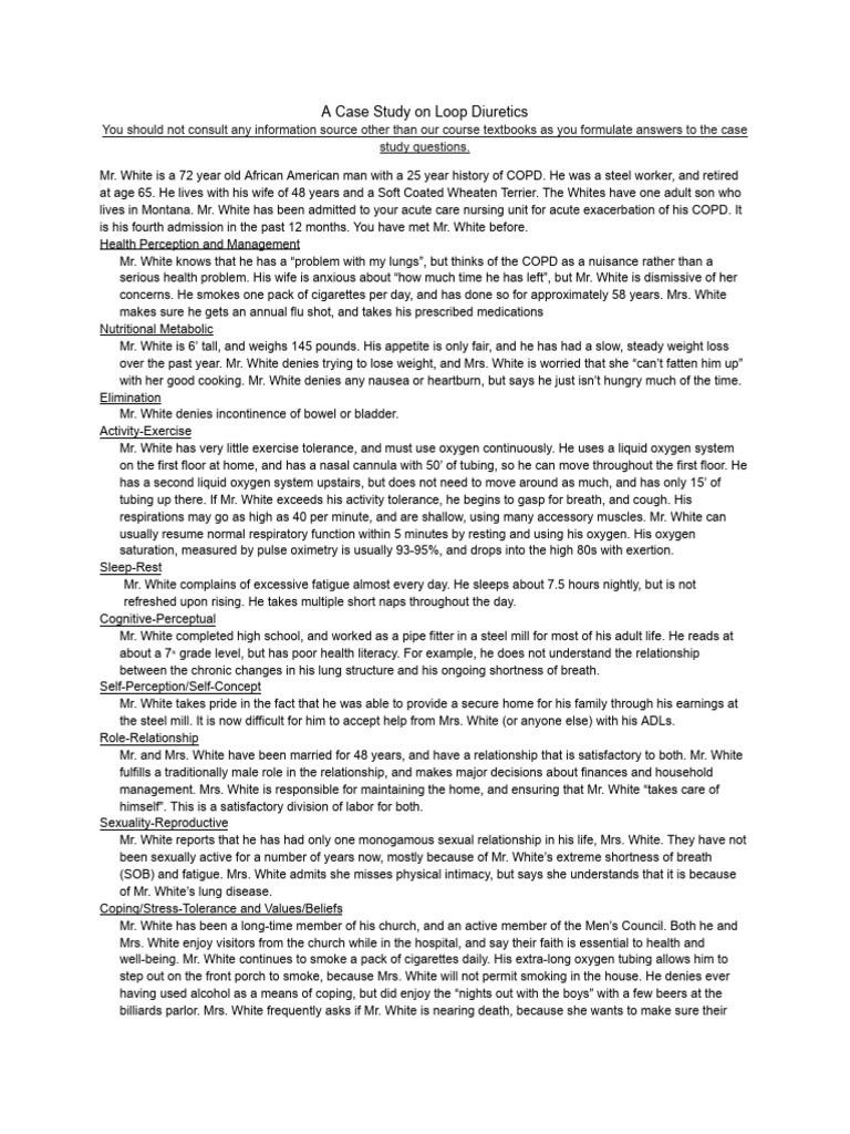 Loop Diuretics Case Study Analysis | PDF | Clinical Medicine | Medical ...