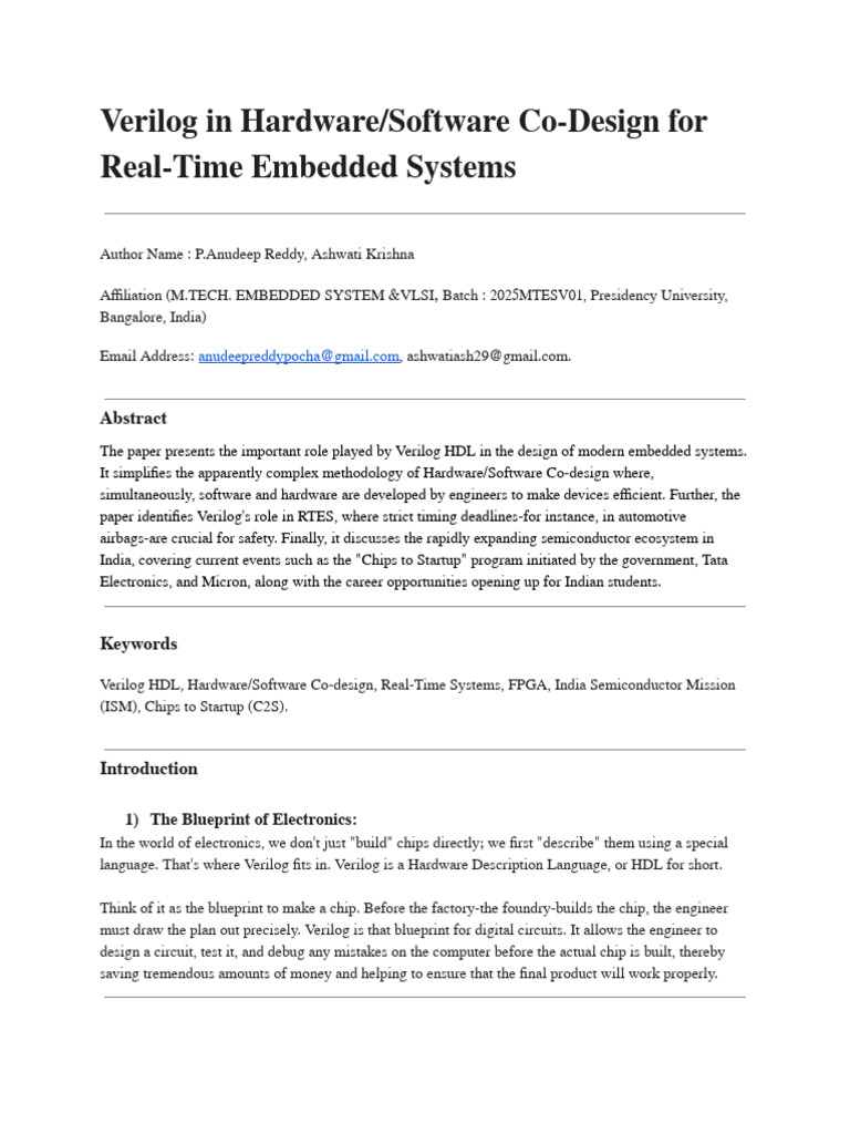 Verilog in Hardware and Software Co_design | PDF