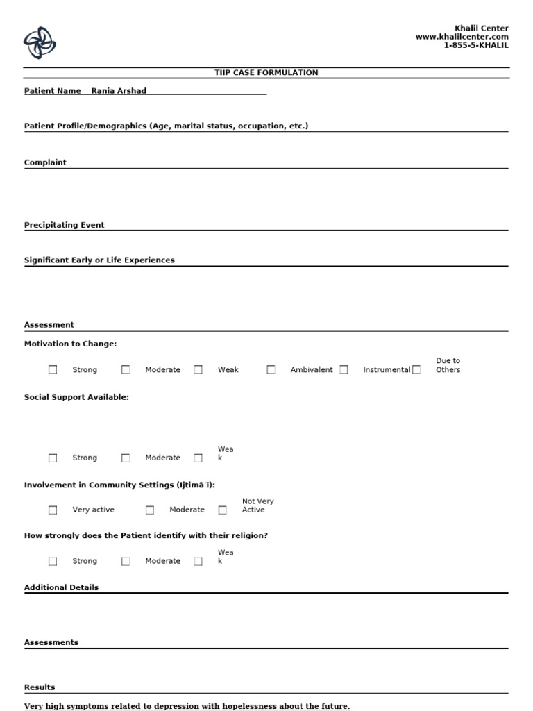 TIIP Case Formulation Wardah | PDF | Mental Health | Psychology