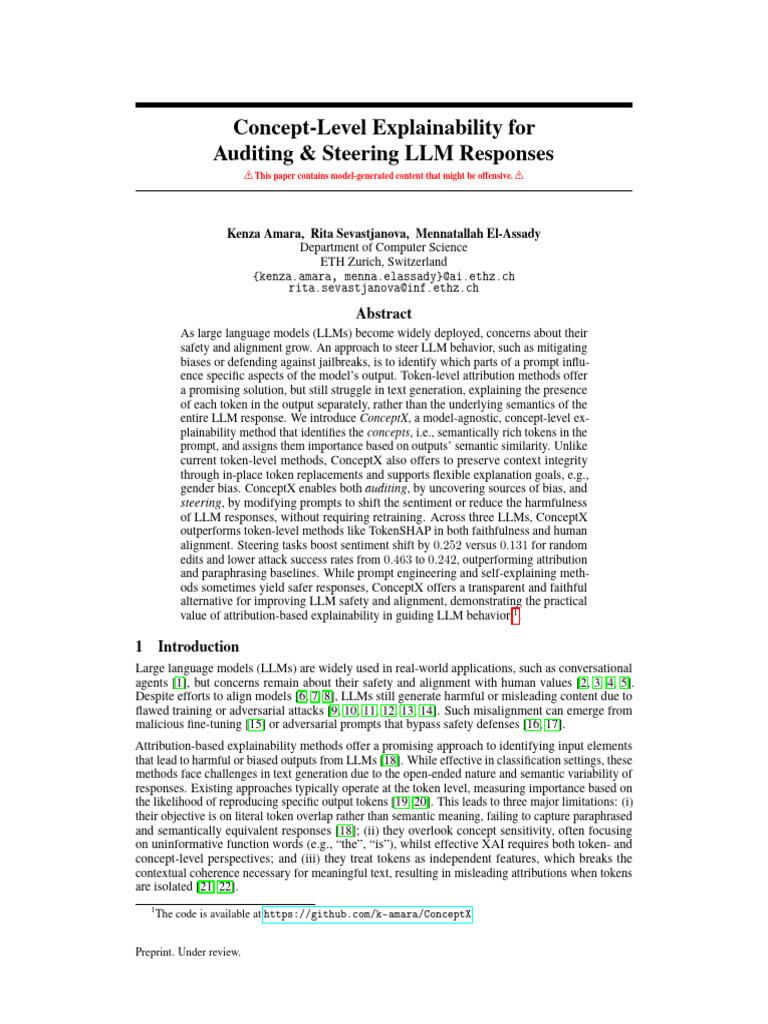 Concept-Level Explainability For Auditing - Steering LLM Responses ...