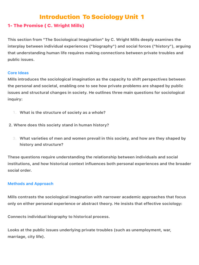 Understanding Sociological Imagination | PDF | Sociology | Society