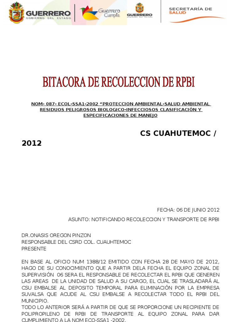 Bitacora de Mantenimiento de Rpbi | PDF