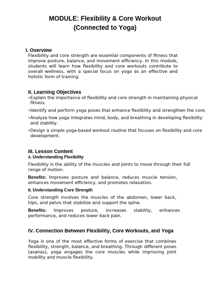 Yoga for Flexibility and Core Strength | PDF | Flexibility (Anatomy ...