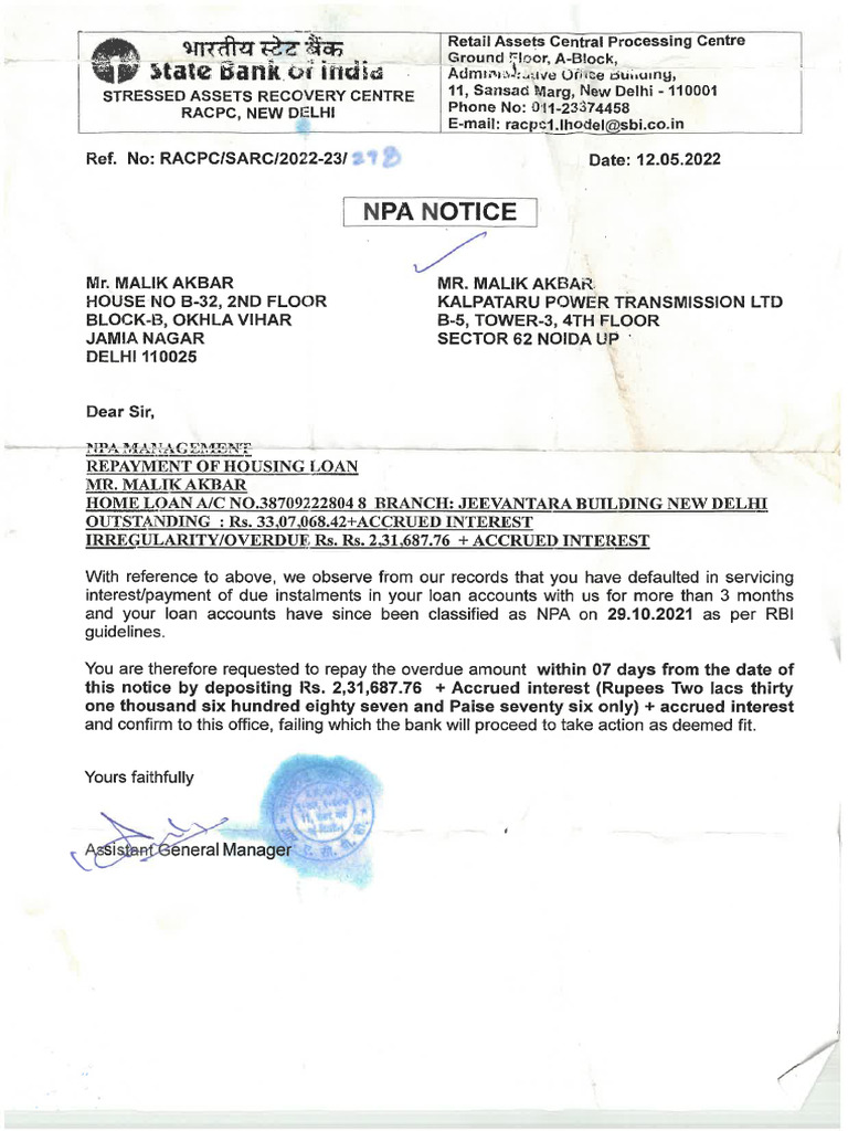 Bank Notice | PDF