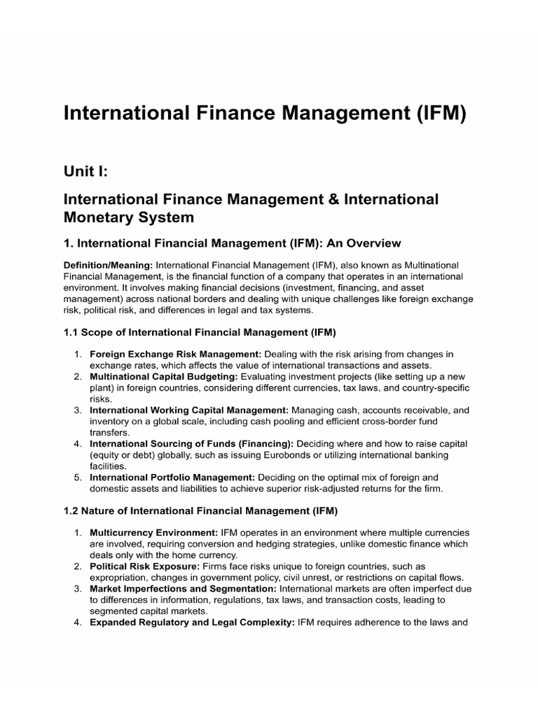 IFM Notes | PDF