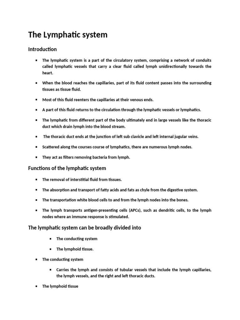 Overview of the Lymphatic System | PDF