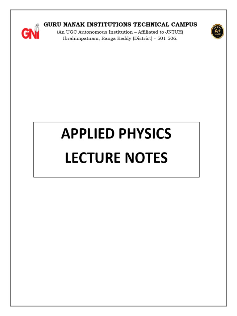 Applied Physics Lecture Notes (Unit 3) | PDF | Dielectric ...