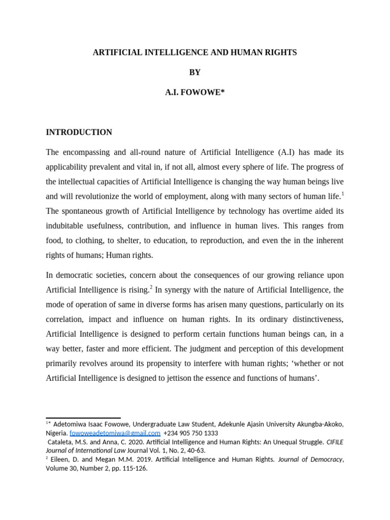 A i and Human Rights | PDF | Privacy | Artificial Intelligence