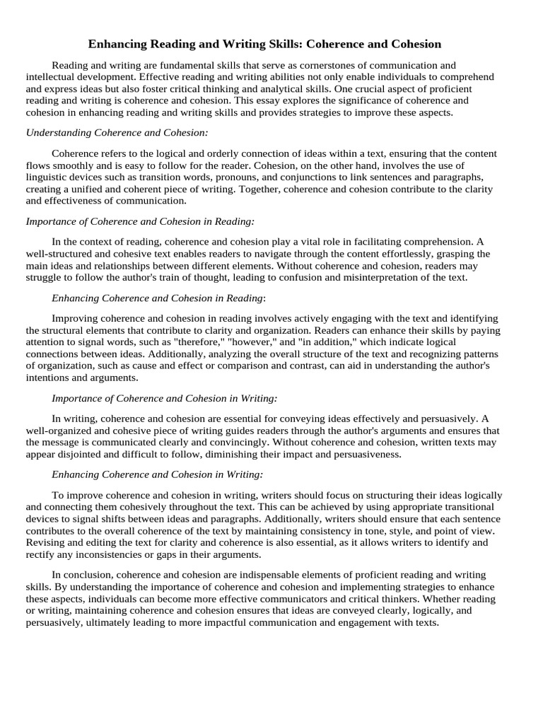 Enhancing Reading and Writing Skills | PDF | Adjective | Reading ...
