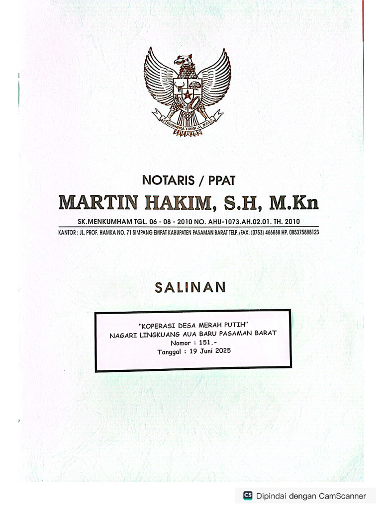 SK Menkumham Kopdes MP La - Baru | PDF