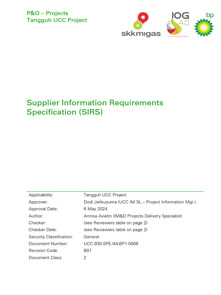 Tangguh UCC Project Supplier Requirements | PDF | Specification ...