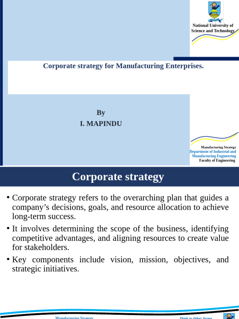 Corporate Manufacturing Strategy Overview | PDF | Strategic Management ...
