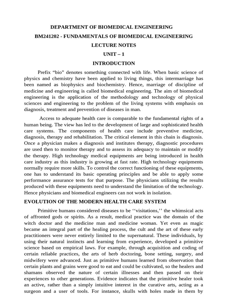 Fundamentals of Biomedical Engineering | PDF | Human Body ...