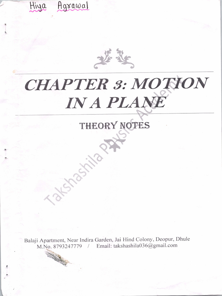 Chapter-3 MOTION IN A PLANE | PDF