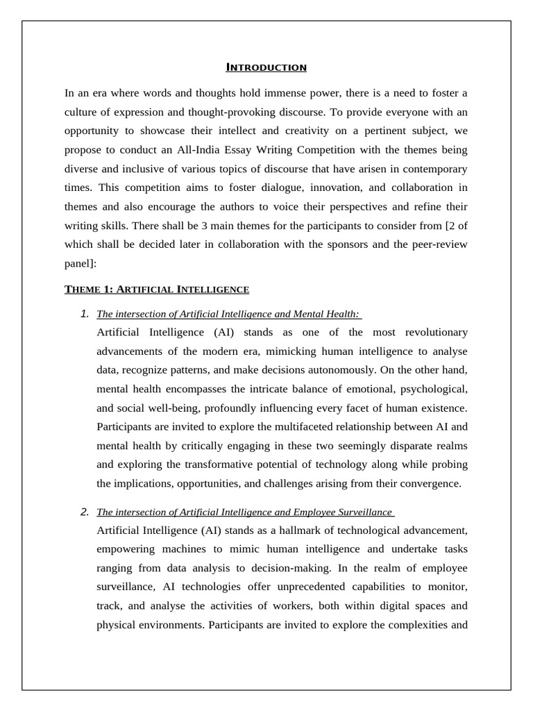 All-India Essay Competition on AI Themes | PDF | Artificial ...