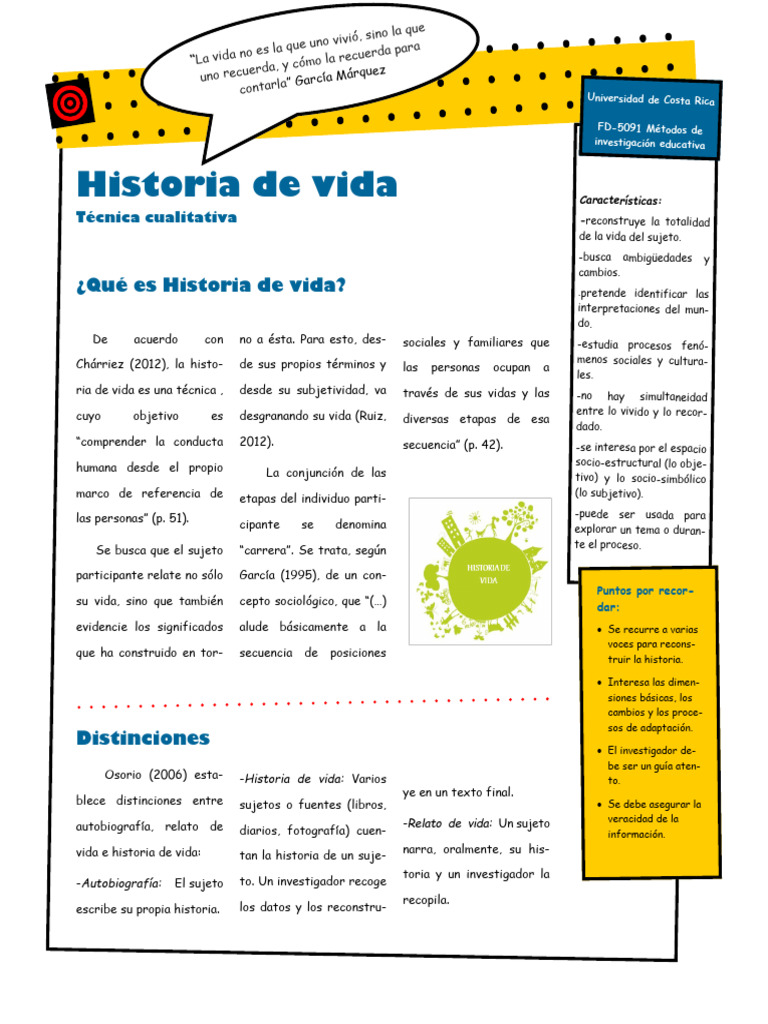 Resumen Historia De Vida Pdf Método Científico Educación En 